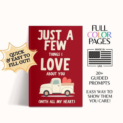 📚Just A Few Things I Love About You (With All My Heart) Fill In The Blank Gift Book❤️