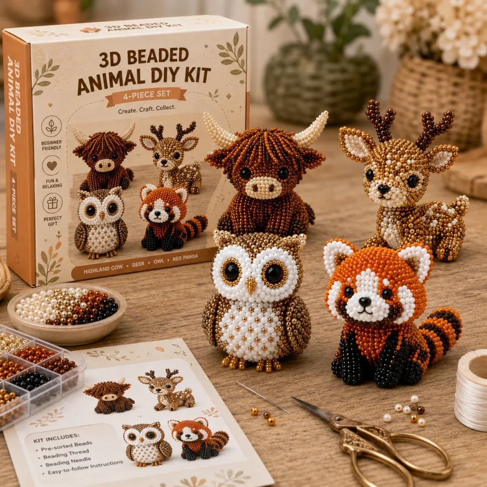 🧵✨Tiny 3D Beaded Animal Craft Kit