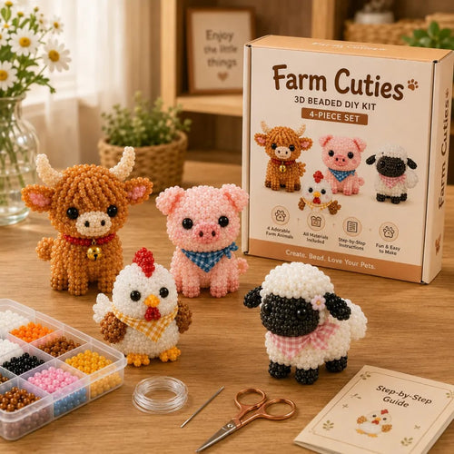 🧵✨Tiny 3D Beaded Animal Craft Kit
