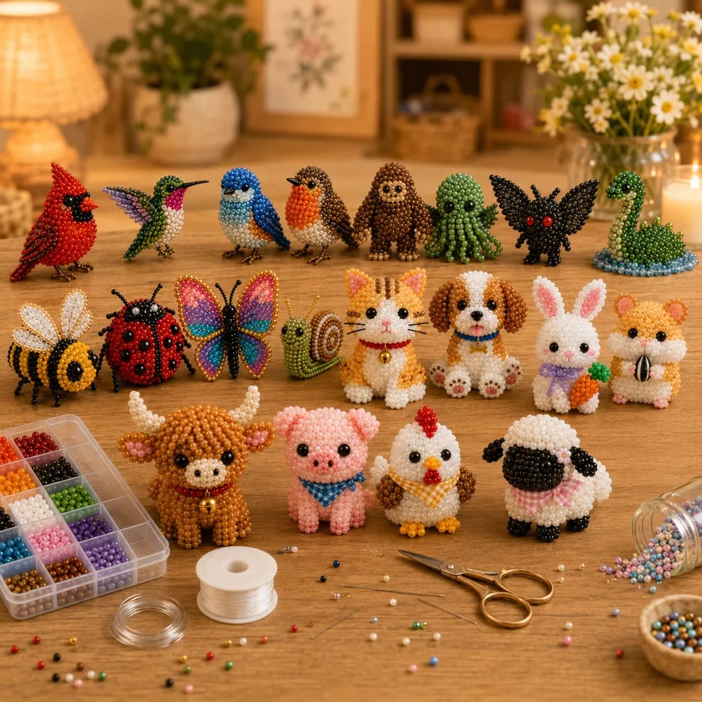 🧵✨Tiny 3D Beaded Animal Craft Kit